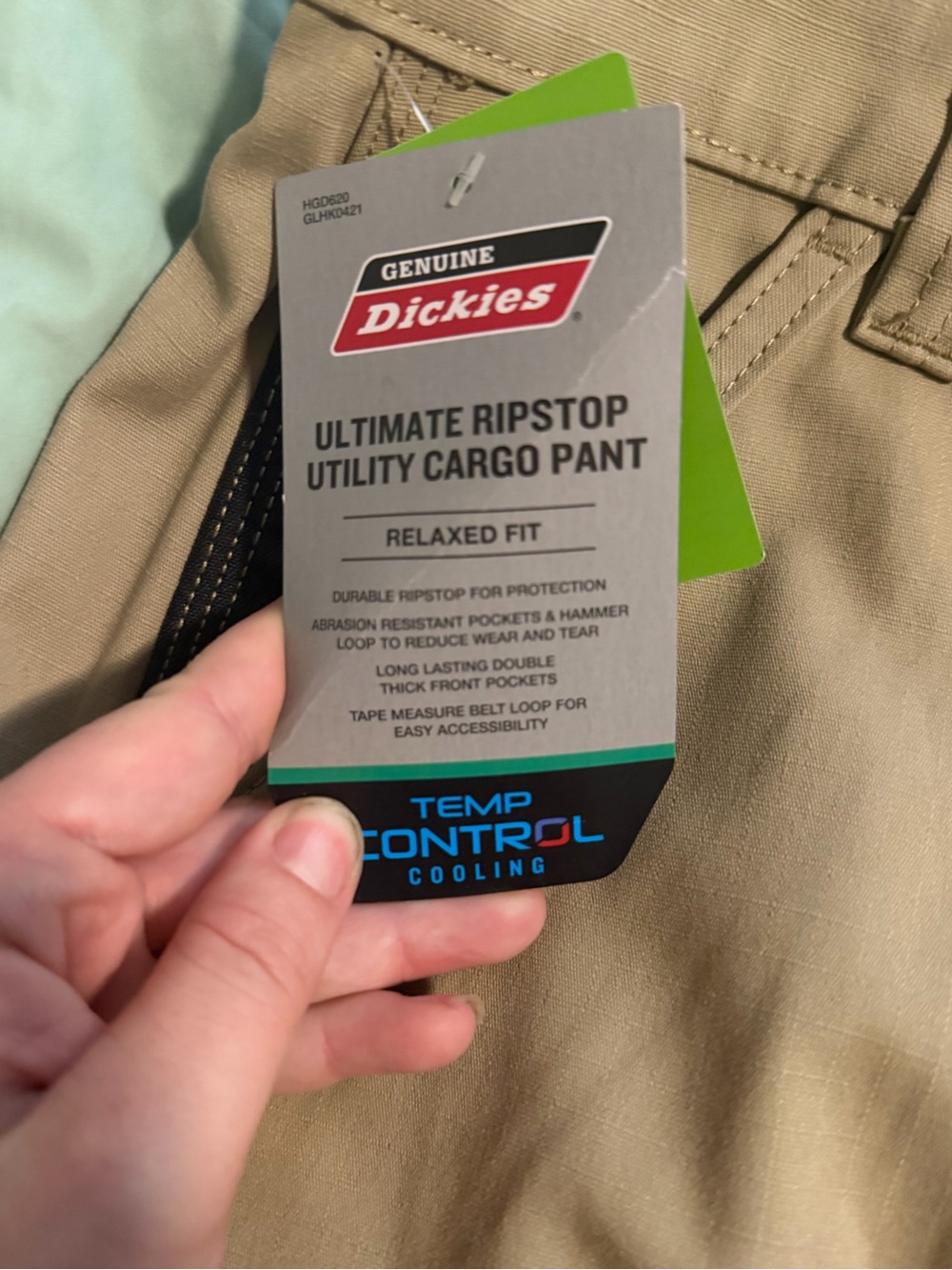 Dickies Tan Work Pants with Black Waistband - Picture 4 of 6